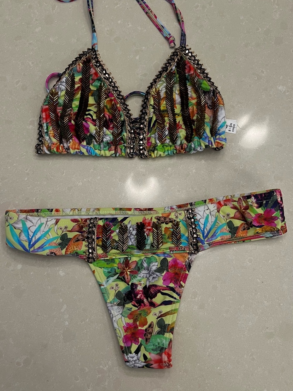Thong bikini , handmade crystals -Made in Colombia 🇨🇴
